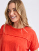 Allison tee - tangelo-Foxwood-Stay vibrant and fresh in the Allison Tee! Made from 100% cotton, this tee will keep you comfortable and stylish all day long whilst adding a pop of colour to your wardrobe. Keep it fun with the Allison Tee! Round neckline Design lines Raw edge details 100% Cotton Our model is 176cm and wears Size 10-Pash + Evolve