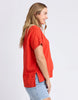 Allison tee - tangelo-Foxwood-Stay vibrant and fresh in the Allison Tee! Made from 100% cotton, this tee will keep you comfortable and stylish all day long whilst adding a pop of colour to your wardrobe. Keep it fun with the Allison Tee! Round neckline Design lines Raw edge details 100% Cotton Our model is 176cm and wears Size 10-Pash + Evolve