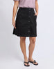 Amanda skirt - Black-Foxwood-A little bit retro. A lot of cute. This A-Line denim button front skirt is a must-have this season. Featuring side pockets, front tuck detail and an elasticated back, this skirt looks great with strappy sandals and your favourite tee! Flat front and elastic back waist Front button opening Side pockets 99% Cotton 1% Elastane Our model is 176cm and wears Size 10-Pash + Evolve