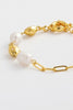 Amara Bracelet - Gold-Zarla-A refined bracelet combining soft pearls with elongated, textured links. Light-catching and softly layered, it brings an effortless, sunlit feel to your wrist. Feminine, elevated, and designed for everyday wear. *18K Gold Plated Solid Brass Base *Water proof: Can be worn in the ocean or pool-Pash + Evolve