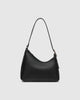 Amelia shoulder bag - black-Louenhide-The Amelia Black Shoulder Bag is a striking addition to your collection of minimalist handbags, defined by clean lines and a distinctive, asymmetrical structured silhouette. With elevated detailing and a modern edge, Amelia offers a fresh perspective on everyday styling. Finished in smooth chocolate vegan leather and accented with refined gold hardware, she brings instant polish to any look. Internal Features Zip Pocket, Slip Pocket Internal Lining Polyester Recycled B