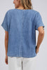 Andy Denim Tee - Light Blue Wash-Elm-Expertly designed with a light blue wash, the Andy Denim Tee is a versatile piece for any wardrobe. Made with high-quality denim material, this tee offers comfort and durability. Perfect for any casual look, it will quickly become a staple in your closet. Regular fit Split side hem Model is wearing a size 10.-Pash + Evolve