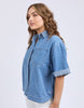 Annika denim shirt - mid blue wash-Elm-From workdays to weekends, the Anika SS Denim Shirt delivers boxy fit, turn up cuff, and concealed buttons on placket. Style it your way for an effortless look that works for any day of the week. *Boxy fit*Turn up cuff*Concealed buttons on placket-Pash + Evolve