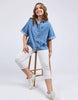 Annika denim shirt - mid blue wash-Elm-From workdays to weekends, the Anika SS Denim Shirt delivers boxy fit, turn up cuff, and concealed buttons on placket. Style it your way for an effortless look that works for any day of the week. *Boxy fit*Turn up cuff*Concealed buttons on placket-Pash + Evolve