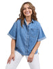 Annika denim shirt - mid blue wash-Elm-From workdays to weekends, the Anika SS Denim Shirt delivers boxy fit, turn up cuff, and concealed buttons on placket. Style it your way for an effortless look that works for any day of the week. *Boxy fit*Turn up cuff*Concealed buttons on placket-Pash + Evolve
