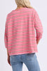 Anya Long Sleeve Tee - Stripe Pink Lemonade-Elm-The Anya Tee - Stripe combines timeless yarn-dyed stripes with Elm's relaxed oversized silhouette. Crafted from soft cotton slub jersey with raw edge detailing and dropped shoulders, it's an effortless everyday tee that pairs perfectly with denim, Brunch Pants or your favourite shorts. Raw Edge detailing at neck and sleeves 3/4 sleeves Dropped shoulder Oversized fit 100% Cotton Slub Jersey Our Model is wearing a size 10-Pash + Evolve