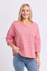 Anya Long Sleeve Tee - Stripe Pink Lemonade-Elm-The Anya Tee - Stripe combines timeless yarn-dyed stripes with Elm's relaxed oversized silhouette. Crafted from soft cotton slub jersey with raw edge detailing and dropped shoulders, it's an effortless everyday tee that pairs perfectly with denim, Brunch Pants or your favourite shorts. Raw Edge detailing at neck and sleeves 3/4 sleeves Dropped shoulder Oversized fit 100% Cotton Slub Jersey Our Model is wearing a size 10-Pash + Evolve