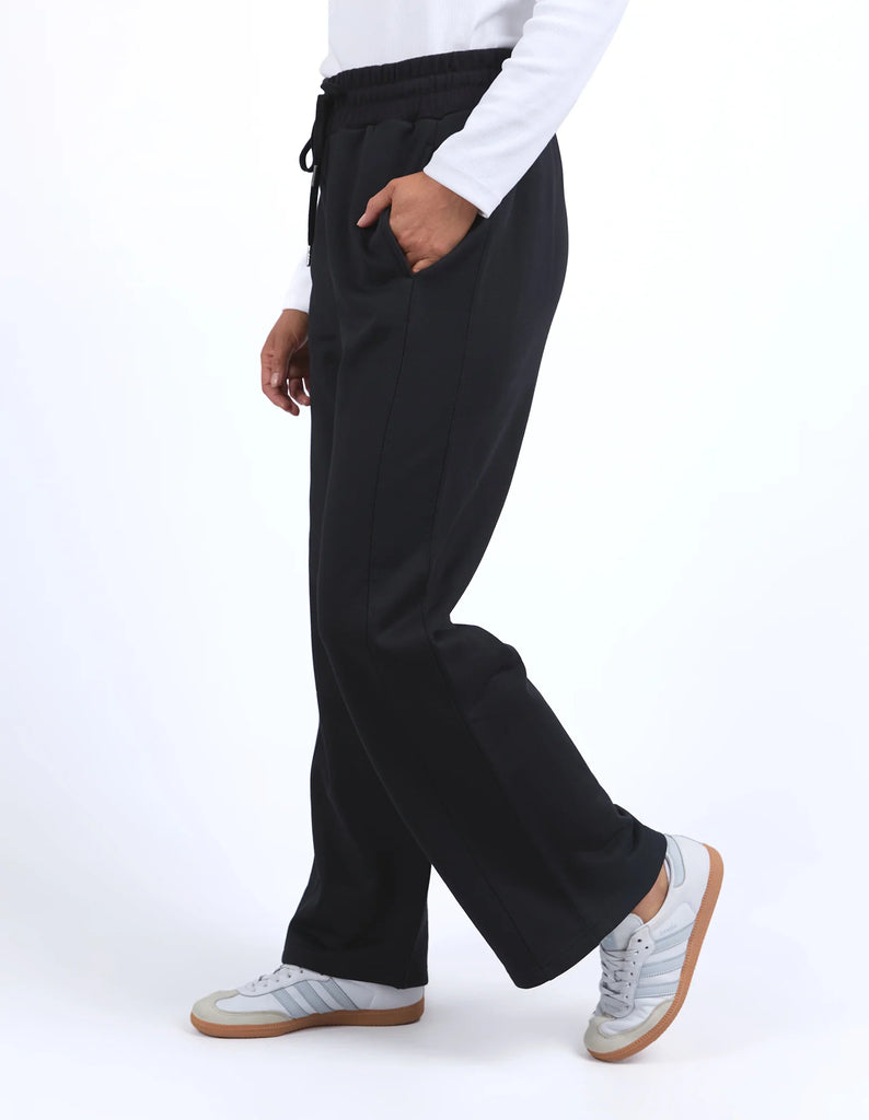 Aspen trackpant - black-Elm-Bend, stretch, run, walk. It won't matter. These track pants have a wide leg shape for those that like the extra room to move. Elastic waist Side seam pockets Wide leg slightly cropped shape polyamide cotton fleece-Pash + Evolve