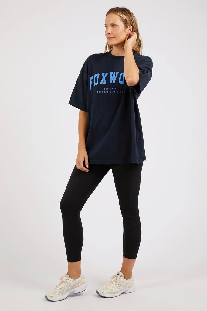 Authentic Originals Tee - Navy-Foxwood-Heritage chic, the Authentic Tee is a classic 100% cotton oversized tee. Round neckline Front chest print Oversized fit 100% Cotton Model is 176cm and wears Size 8-10-Pash + Evolve