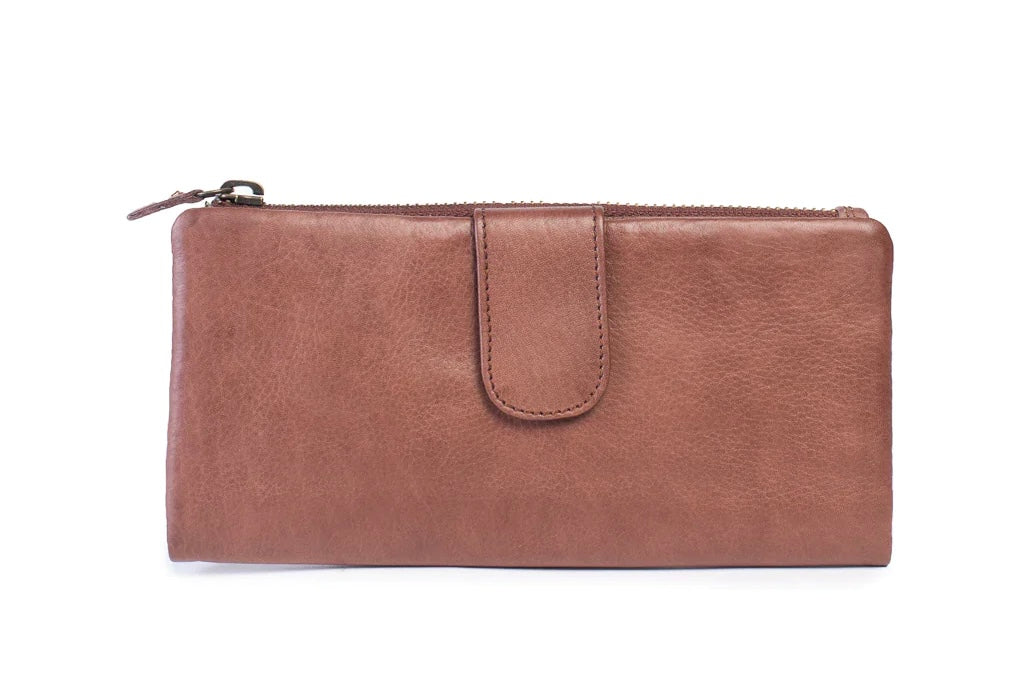 Ava purse - brown-DUSKY ROBIN-Super soft, slimline + functional, meet Ava.With 8 card slots, 3 large pocket for notes, receipts or your phone, a single magnetic closure + an external zip for coins (or large enough for a phone), Ava will keep you organised in a sleek, minimal fashion. *8.5 x 9 x 2 cm-Pash + Evolve