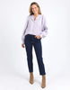 Bailey shirt - dusty lilac-Elm-Pretty and perfect, the Bailey shirt features a mandarin Collar and is constructed from linen lyocell making it drape and feel so comfortable you'll love wearing it everyday. Full button Gathering at sleeve Mandarin collar Linen Lyocell Model is wearing a size 10.-Pash + Evolve