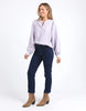 Bailey shirt - dusty lilac-Elm-Pretty and perfect, the Bailey shirt features a mandarin Collar and is constructed from linen lyocell making it drape and feel so comfortable you'll love wearing it everyday. Full button Gathering at sleeve Mandarin collar Linen Lyocell Model is wearing a size 10.-Pash + Evolve