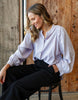 Bailey shirt - dusty lilac-Elm-Pretty and perfect, the Bailey shirt features a mandarin Collar and is constructed from linen lyocell making it drape and feel so comfortable you'll love wearing it everyday. Full button Gathering at sleeve Mandarin collar Linen Lyocell Model is wearing a size 10.-Pash + Evolve