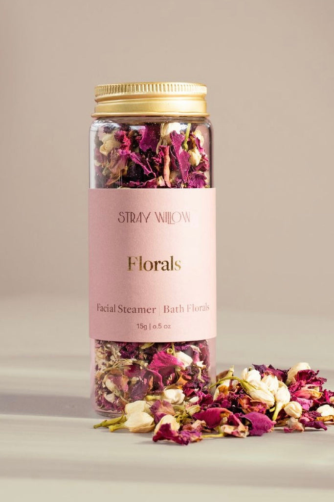 Bath & Facial florals-Pash + Evolve-Our Floral Blend is designed to be a little vial of love. The versatile florals look stunning on your vanity, create a luxurious floral bath experience and are an indulgent skin treat when used for a facial steam. To Use: To create your creamy floral bath, simply sprinkle your desired amount of florals into your bath. Enjoy! To indulge in a facial steam simply fill a large bowl with boiling water, add 3 tsp of florals and allow to infuse for a moment. Place your face over