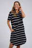 Bay Dess - Black & White Stripe-Foxwood-Throw on and go with the Bay Dress. This flattering design in comfort plus jersey is the ideal everyday piece for your casual wardrobe. Curved Hem Curved Design Seam Round Neckline 100% Cotton Our model is 176cm and wears Size 10-Pash + Evolve