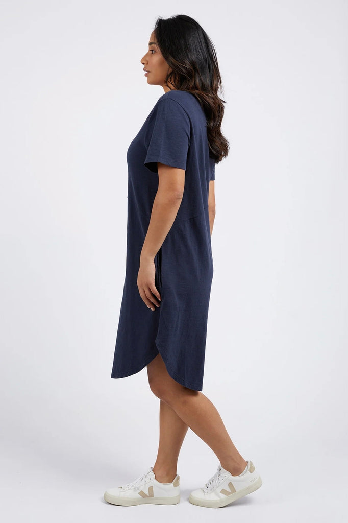 Bay Dress- Dark Sapphire-Foxwood-Throw on and go with the Bay Dress. This flattering design in comfort plus jersey is the ideal everyday piece for your casual wardrobe. Curved hem Curved design seam Round neckline 100% Cotton Our model is 176cm tall and wears size 8-10-Pash + Evolve