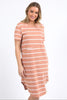 Bay Stripe Dress - Clay & White Stripe-Foxwood-Throw on and go with the Bay Dress. This flattering design in comfort plus jersey is the ideal everyday piece for your casual wardrobe. Curved Hem Curved Design Seam Round Neckline 100% Cotton Our model is 176cm and wears Size 10-Pash + Evolve