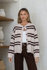 Bayley cardi - natural-Pash + Evolve-*Round neck *Button down front *Long sleeve *Natural with Chocolate stripe *65% Acrylic, 35% Wool-Pash + Evolve