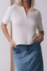 Bayley zip front knit - white-Pash + Evolve-*Zip front *Short sleeve *Collar *100% Cotton-Pash + Evolve