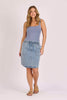 Beach skirt - mid blue-One Ten Willow-*Denim skirt *Elasticated waist *Pockets *Drawstring *Curved hemline-Pash + Evolve