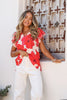 Bella ruffle top - white/red-Pash + Evolve-*Ruffle sleeve detail *Short sleeve *White/red *V neck *Poppy print-Pash + Evolve