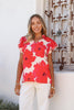 Bella ruffle top - white/red-Pash + Evolve-*Ruffle sleeve detail *Short sleeve *White/red *V neck *Poppy print-Pash + Evolve