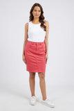 Belle denim skirt - cherry-Elm-The Belle Skirt Is A Fun Take On Your Classic Denim Skirt. Made From A Medium-Weight Denim This Midi Length Straight Cut Skirt Features A Zip Front, Fitted Waist, And Hip Pockets. Classic Denim Skirt Zip Front, Fitted Waist & Hip Pockets Medium Weight Stretch Denim Stretch Denim Model is 169cm and wears Size 10-Pash + Evolve