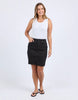 Belle skirt - black-Foxwood-Your new favourite A-line skirt, flaunting a raw edge hem and the relaxed fit of stretch denim, this one will have you sorted for the season. Front button opening Knee length Slim fit Stretch denim 99% Cotton, 1% Elastane Model is wearing a size 10-Pash + Evolve