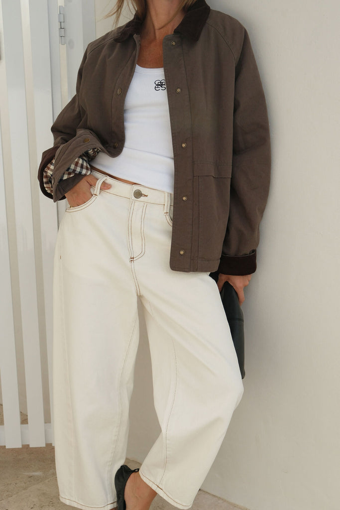 Blair barn jacket - Moss-Ceres Life-Oversized barn jacket in cotton fabric Fully lined with layer of wadding Hip length Snap front closure Patch Pockets Machine washable Main: 100% Cotton; Filling: 100% Polyester; Lining: 65% Cotton, 35% Polyester.-Pash + Evolve