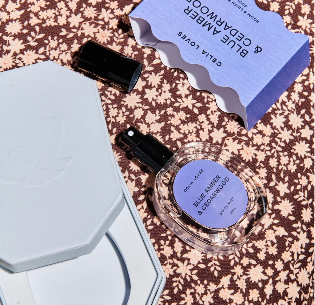 Blue Amber & Cedarwood - Room Spray 50ml-Celia Loves-Smells like that hot guy you’ve been crushing on at your local cafe. Fresh, masculine & spicier than your Almond Spiced Latte. Blue Amber & Cedarwood will energise your space and inspire you to tackle that DIY project you’ve had pinned since forever. Top notes bergamot, lemon, eucalyptus Heart notes amber, geranium, lavender, pine Base notes cedarwood, nutmeg, black pepper, patchouli, musk Handcrafted on the Surf Coast of Victoria using soy wax, the Celia