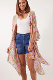 Botanical Cape - Sunset Hydrangea-Isle of Mine-The Botanical Cape is a must for your next summer vacation. You'll love the sheer lightness of this cape, especially on hot summer days when you don't want to wear anything too heavy. The open-style design and waterfall hem add a touch of sophistication that suits any occasion or location. Wear it over your swimsuit at the beach or lift a simple outfit for poolside drinks. FEATURES: Open style design 3/4 Length sleeves Waterfall hem Sheer and lightweight Side v