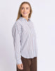 Breeze Shirt - Light Blue-Foxwood-Classic stripes with a relaxed feel. The Breeze Shirt is crafted from breathable cotton with yarn dyed stripes and an easy oversized silhouette. Finished with a front chest pocket and button through design, it's the kind of shirt you'll throw on over denim, shorts or wear open as a lightweight layer all season long. Yarn dyed stripe Front chest pocket Relaxed fit Model is wearing a size 10-Pash + Evolve