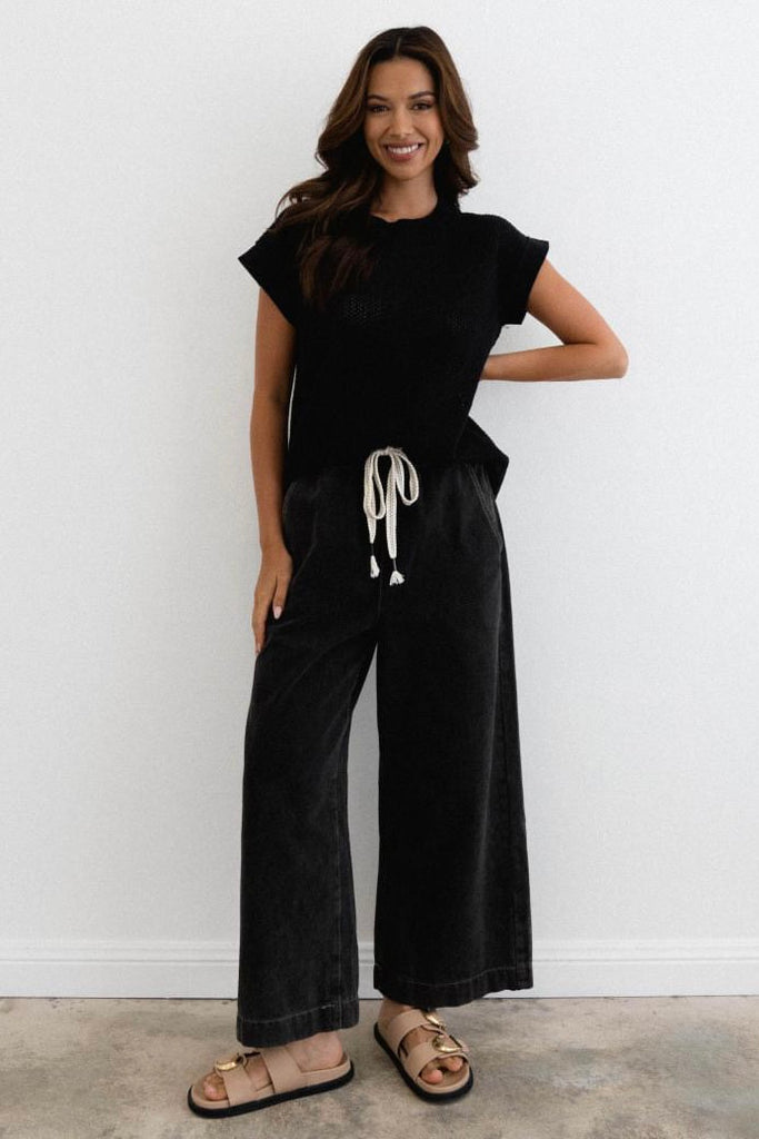 Brianna knit top - black-Pash + Evolve-*Short sleeve *Round neck *100% Viscose-Pash + Evolve
