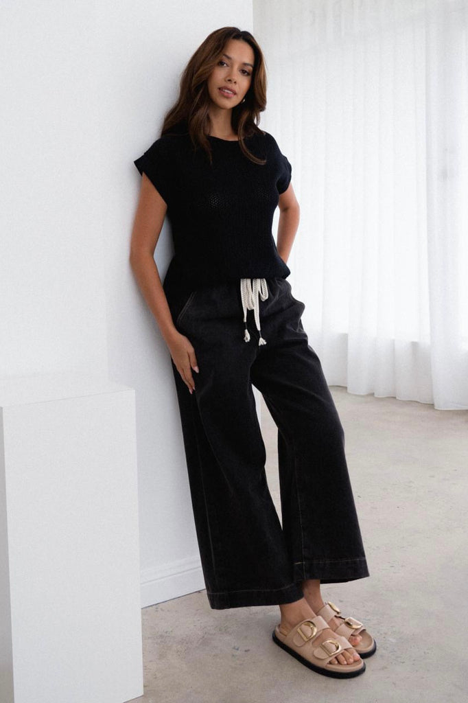 Brianna knit top - black-Pash + Evolve-*Short sleeve *Round neck *100% Viscose-Pash + Evolve
