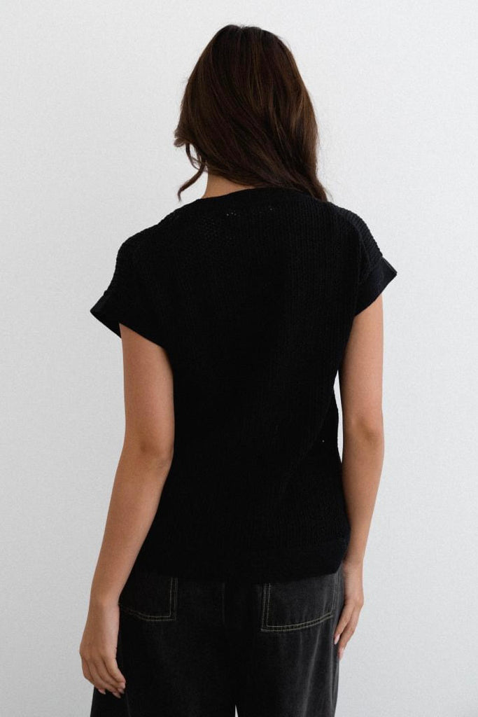 Brianna knit top - black-Pash + Evolve-*Short sleeve *Round neck *100% Viscose-Pash + Evolve