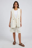 Brigitte Sleeveless Blazer - Toasted Coconut-Elm-There's No Better Way To Cut A Classic Look Than In The Brigitte Sleeveless Linen Blazer. This Gorgeous Longline Blazer Is Fully Lined And Looks Great Paired With The Brigitte Linen Shorts. Longline Sleeveless Blazer Fully Lined with Front Pockets Linen Model is 169cm and wears Size 10-Pash + Evolve