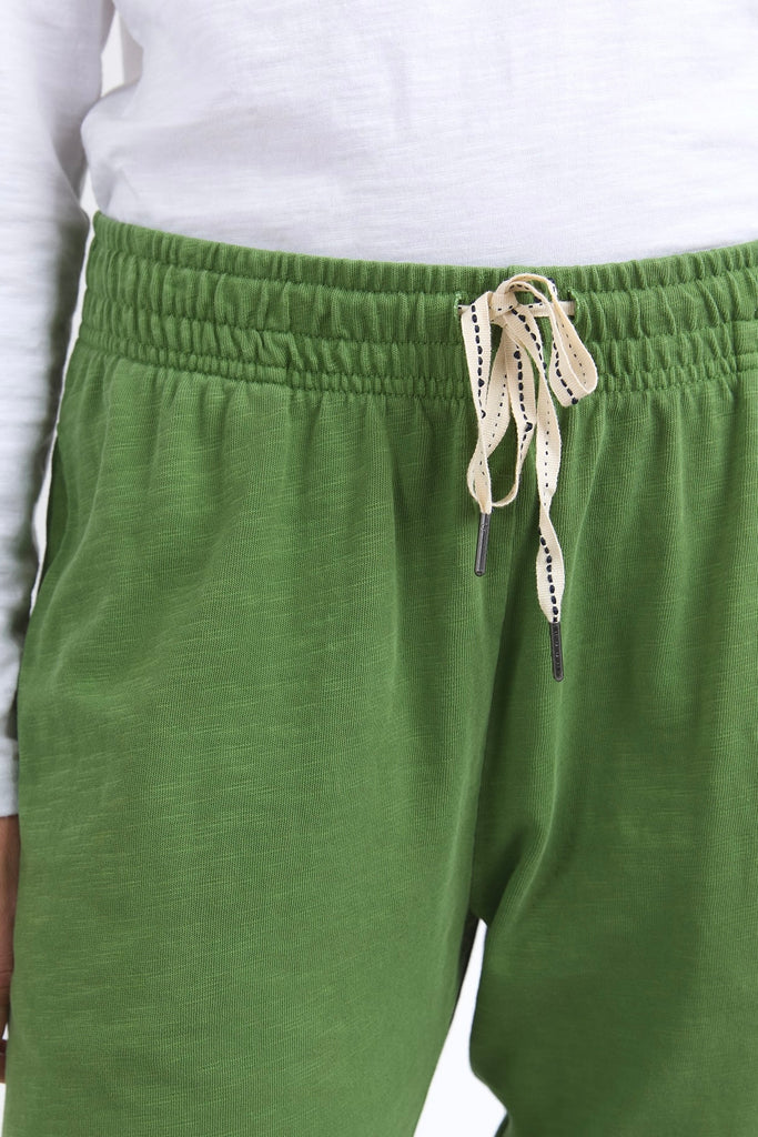 Brunch Pant - Cedar Green-Elm-Made from 100% Cotton slub jersey, Elm's best selling Brunch Pant provides a relaxed and roomy fit, a comfy fit elastic waistband and adjustable tie. These cropped length pants feature a large cuff detail and will be your everyday go to! Best selling style Relaxed cropped length Elastic waistband Adjustable tie Model is wearing a size 10-Pash + Evolve