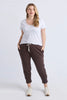 Brunch Pant - Coffee-Elm-Made from 100% cotton slub jersey, Elm’s best-selling Brunch Pant provides a relaxed roomy fit that is versatility plus! With a comfy fit elastic waistband paired with an adjustable tie, these cropped length pants feature large cuff detail and will be your go-to straight out of the box! Best Selling Style Cropped Length Elastic Waistband with adjustable Tie 100% Cotton Slub Jersey Our model is wearing a size 16-Pash + Evolve