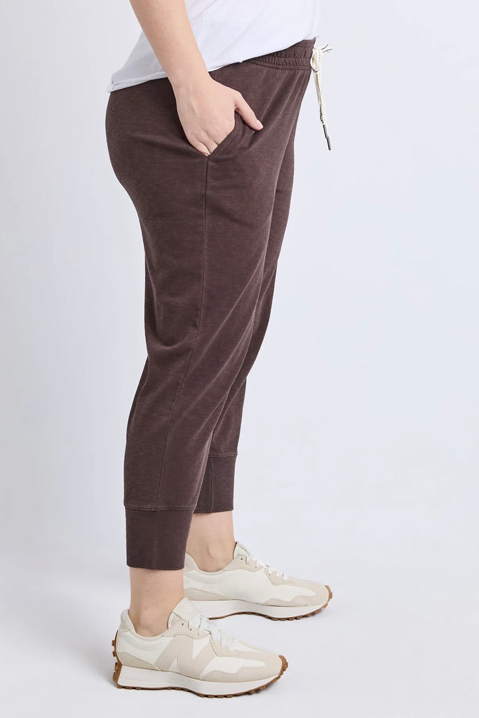 Brunch Pant - Coffee-Elm-Made from 100% cotton slub jersey, Elm’s best-selling Brunch Pant provides a relaxed roomy fit that is versatility plus! With a comfy fit elastic waistband paired with an adjustable tie, these cropped length pants feature large cuff detail and will be your go-to straight out of the box! Best Selling Style Cropped Length Elastic Waistband with adjustable Tie 100% Cotton Slub Jersey Our model is wearing a size 16-Pash + Evolve