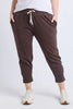 Brunch Pant - Coffee-Elm-Made from 100% cotton slub jersey, Elm’s best-selling Brunch Pant provides a relaxed roomy fit that is versatility plus! With a comfy fit elastic waistband paired with an adjustable tie, these cropped length pants feature large cuff detail and will be your go-to straight out of the box! Best Selling Style Cropped Length Elastic Waistband with adjustable Tie 100% Cotton Slub Jersey Our model is wearing a size 16-Pash + Evolve