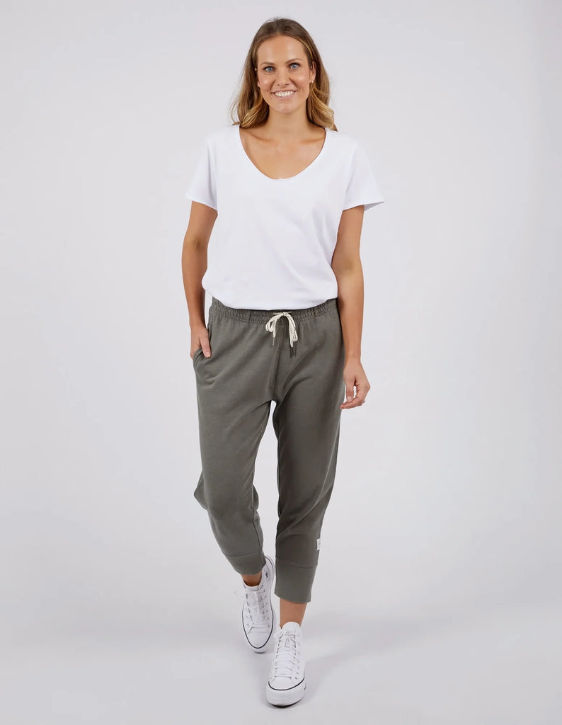 Brunch Pant - Khaki-Elm-Made from 100% cotton slub jersey, Elm’s best-selling Brunch pant provides a relaxed roomy fit that is versatility plus! With a comfy fit elastic waistband paired with an adjustable tie, these cropped length pants feature large cuff detail and will be your go-to straight out of the box! Best selling style Relaxed cropped length fit Elastic waistband with adjustable tie 100% Cotton slub jersey Model is wearing a size 10-Pash + Evolve