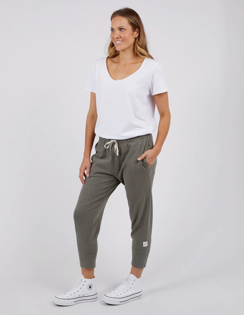 Brunch Pant - Khaki-Elm-Made from 100% cotton slub jersey, Elm’s best-selling Brunch pant provides a relaxed roomy fit that is versatility plus! With a comfy fit elastic waistband paired with an adjustable tie, these cropped length pants feature large cuff detail and will be your go-to straight out of the box! Best selling style Relaxed cropped length fit Elastic waistband with adjustable tie 100% Cotton slub jersey Model is wearing a size 10-Pash + Evolve