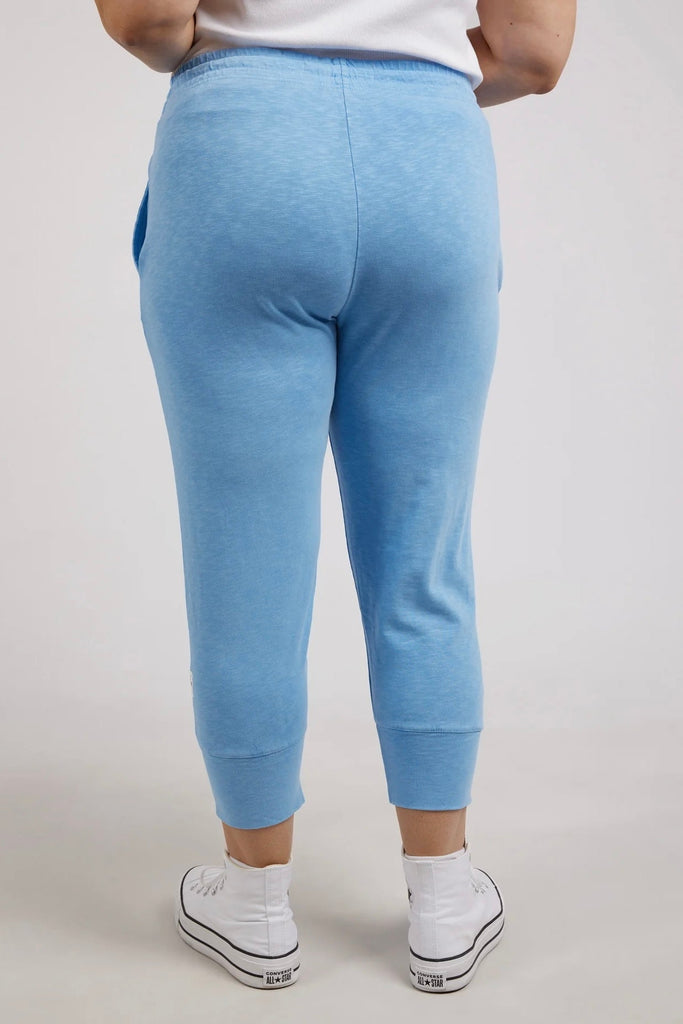 Brunch pant - azure blue-Elm-Made From 100% Cotton Slub Jersey, Elm's Best-Selling Brunch Pant Provides A Relaxed Roomy Fit That Is Versatility Plus! With A Comfy Fit Elastic Waistband Paired With An Adjustable Tie, These Cropped Length Pants Feature Large Cuff Detail And Will Be Your Go-To Straight Out Of The Box! Best Selling Style Relaxed Cropped Length Fit Elastic Waistband with adjustable Tie-Pash + Evolve