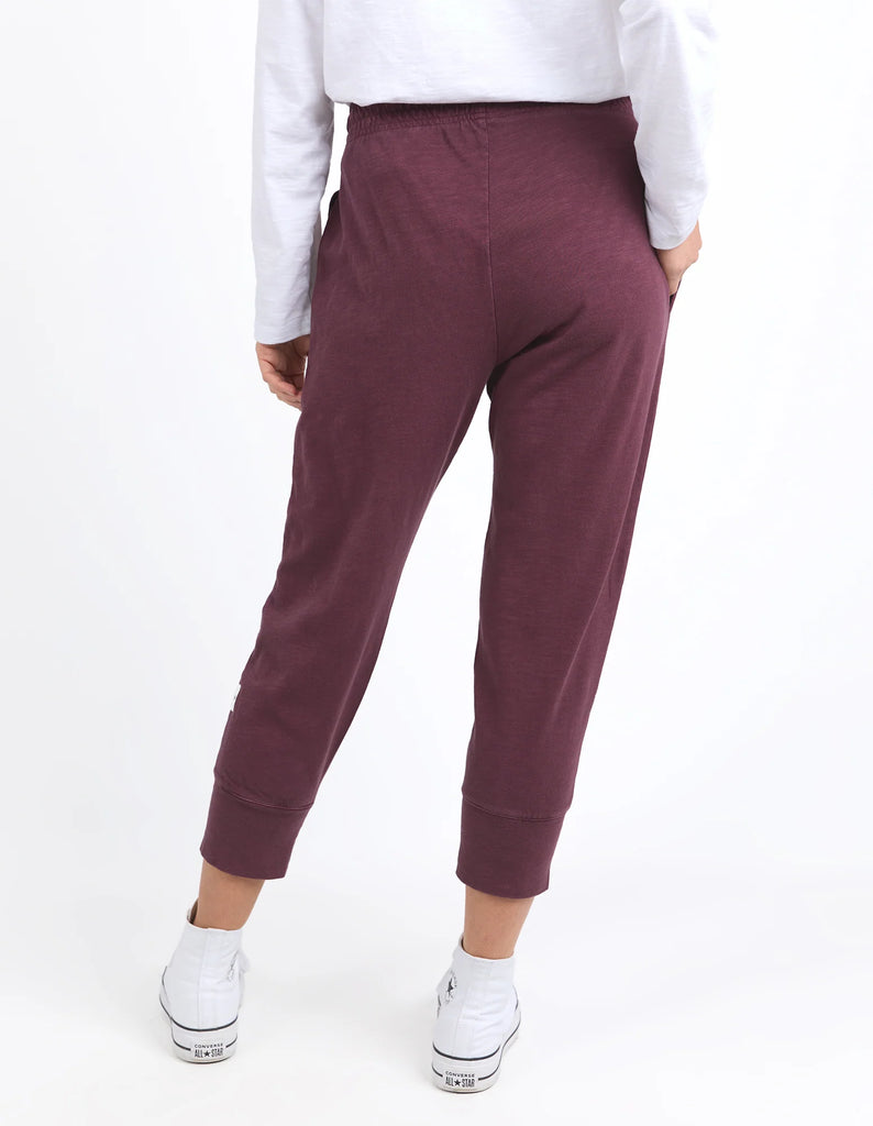 Brunch pant - merlot-Elm-Made from 100% Cotton slub jersey, Elm's best selling Brunch Pant provides a relaxed and roomy fit, a comfy fit elastic waistband and adjustable tie. These cropped length pants feature a large cuff detail and will be your everyday go to! Best selling style Relaxed cropped length Elastic waistband Adjustable tie Model is wearing a size 10.-Pash + Evolve