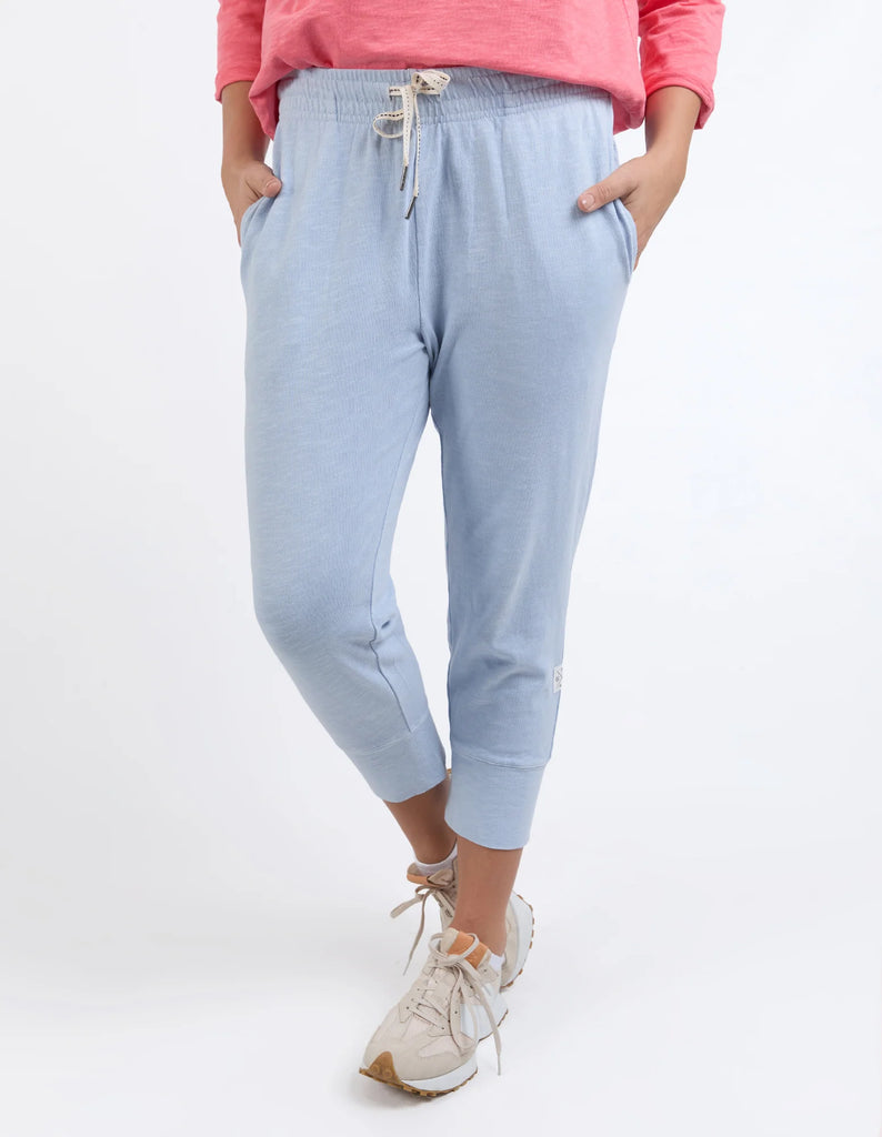 Brunch pant - sky blue-Elm-Made from 100% cotton slub jersey, Elm’s best-selling Brunch pant provides a relaxed roomy fit that is versatility plus! With a comfy fit elastic waistband paired with an adjustable tie, these cropped length pants feature large cuff detail and will be your go-to straight out of the box! Best selling style Relaxed cropped length fit Elastic waistband with adjustable tie 100% Cotton slub jersey Model is wearing a size 10-Pash + Evolve