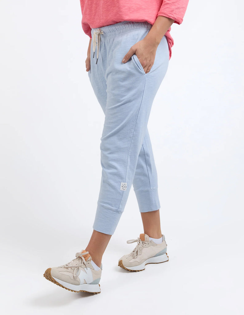 Brunch pant - sky blue-Elm-Made from 100% cotton slub jersey, Elm’s best-selling Brunch pant provides a relaxed roomy fit that is versatility plus! With a comfy fit elastic waistband paired with an adjustable tie, these cropped length pants feature large cuff detail and will be your go-to straight out of the box! Best selling style Relaxed cropped length fit Elastic waistband with adjustable tie 100% Cotton slub jersey Model is wearing a size 10-Pash + Evolve