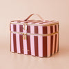 Burgundy Stripe - Vanity Case-Fox & Fallow-Say hello to your new bestie - the Fox & Fallow 'Classic' Vanity Case! She’ll get you organised and keep you organised, whipping your skincare and makeup routine into shape. Not just for travel, it's the perfect bag for everyday! • Vanity Case: 24 x 16.5 x 17.5cm.• Box: 26 x 20 x 20cm.• Pebble vegan leather with a tan lining.• Dual layer with elastic loops.• Internal zip pocket.• Gold hardware.• Two handles and two zippers for easy access.• Bonus removable clear ba