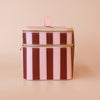 Burgundy Stripe - Vanity Case-Fox & Fallow-Say hello to your new bestie - the Fox & Fallow 'Classic' Vanity Case! She’ll get you organised and keep you organised, whipping your skincare and makeup routine into shape. Not just for travel, it's the perfect bag for everyday! • Vanity Case: 24 x 16.5 x 17.5cm.• Box: 26 x 20 x 20cm.• Pebble vegan leather with a tan lining.• Dual layer with elastic loops.• Internal zip pocket.• Gold hardware.• Two handles and two zippers for easy access.• Bonus removable clear ba