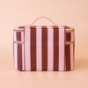 Burgundy Stripe - Vanity Case-Fox & Fallow-Say hello to your new bestie - the Fox & Fallow 'Classic' Vanity Case! She’ll get you organised and keep you organised, whipping your skincare and makeup routine into shape. Not just for travel, it's the perfect bag for everyday! • Vanity Case: 24 x 16.5 x 17.5cm.• Box: 26 x 20 x 20cm.• Pebble vegan leather with a tan lining.• Dual layer with elastic loops.• Internal zip pocket.• Gold hardware.• Two handles and two zippers for easy access.• Bonus removable clear ba