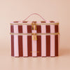 Burgundy Stripe - Vanity Case-Fox & Fallow-Say hello to your new bestie - the Fox & Fallow 'Classic' Vanity Case! She’ll get you organised and keep you organised, whipping your skincare and makeup routine into shape. Not just for travel, it's the perfect bag for everyday! • Vanity Case: 24 x 16.5 x 17.5cm.• Box: 26 x 20 x 20cm.• Pebble vegan leather with a tan lining.• Dual layer with elastic loops.• Internal zip pocket.• Gold hardware.• Two handles and two zippers for easy access.• Bonus removable clear ba